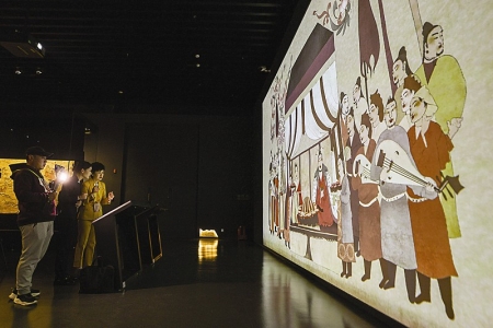 <br>          借助体感互联设备，游人可模拟现场聆听壁画内的古乐队演奏实况。<br><br>        