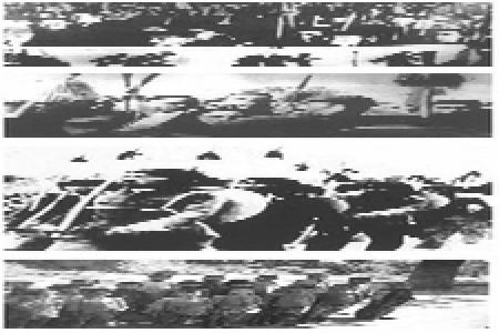           　　　　图4中条山人民抗日武装自卫队、晋中人民抗日武装自卫队、兴县妇女先锋队、沁源县儿童团。        
