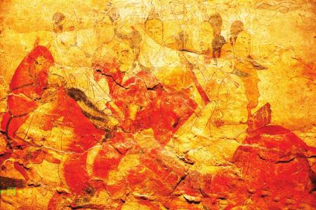 太原娄叡墓壁画《鞍马游骑图》